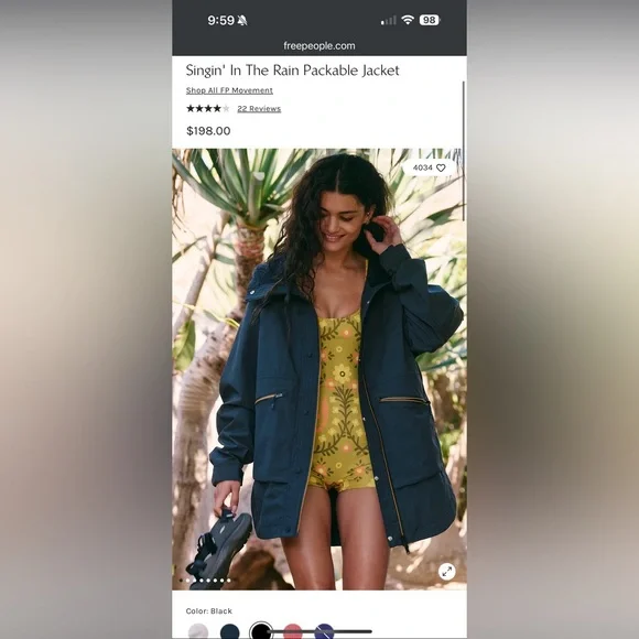 Free People Movement 🌧️ Singin' In The Rain Packable Jacket / Medium / Black ☔️ - Picture 4 of 4